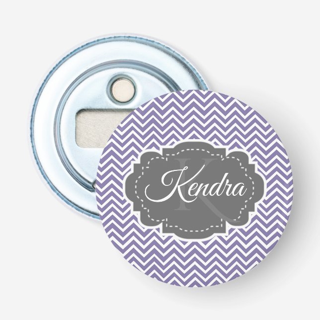 Purple Chevron Personalized Bottle Opener (Front)