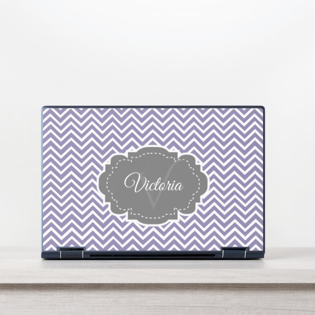 Purple Chevron Personalized HP Laptop Skin (Front)