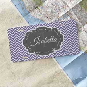 Purple Chevron Personalized License Plate