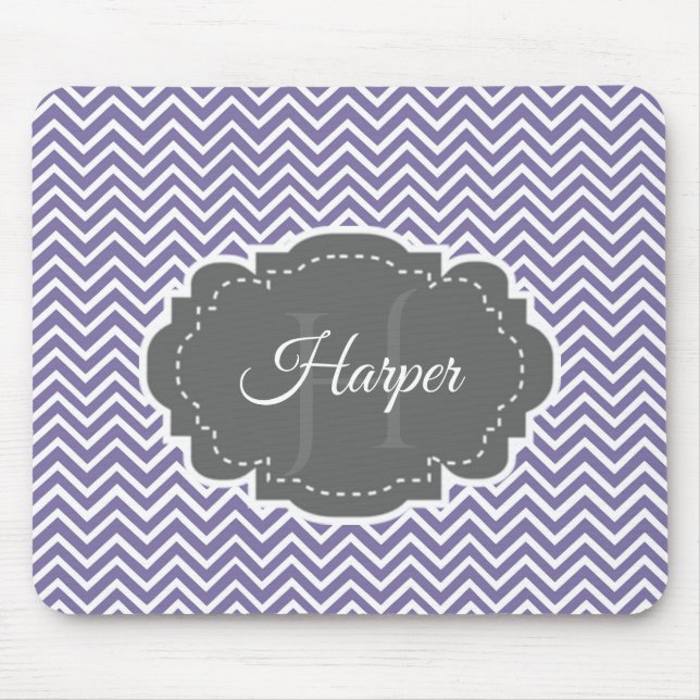 Purple Chevron Personalized Mouse Pad (Front)