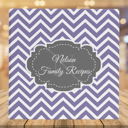 Purple Chevron Personalized Recipe Binder