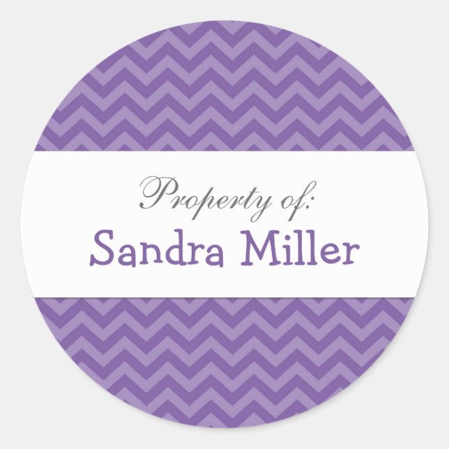 Purple Chevron personalized stickers (Front)