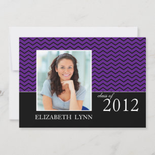 Purple Chevron Photo Graduation Party Invitation