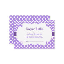 Purple Chevron & Polka Dot Diaper Raffle Enclosure Card