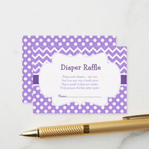 Purple Chevron & Polka Dot Diaper Raffle Enclosure Card