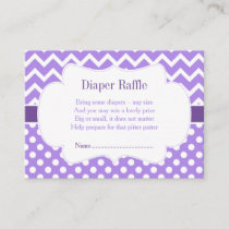 Purple Chevron & Polka Dot Diaper Raffle Enclosure Card