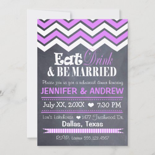Purple Chevron Rehearsal Invitation