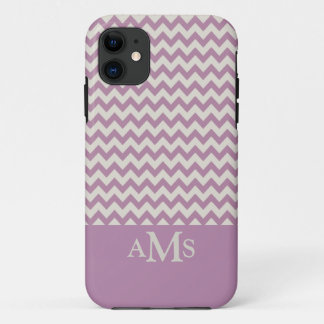 Purple Chevron Stripe 3 Monogram iPhone 11 Case