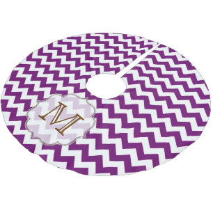 Purple Chevron Stripe Monogram Initial Tree Skirt