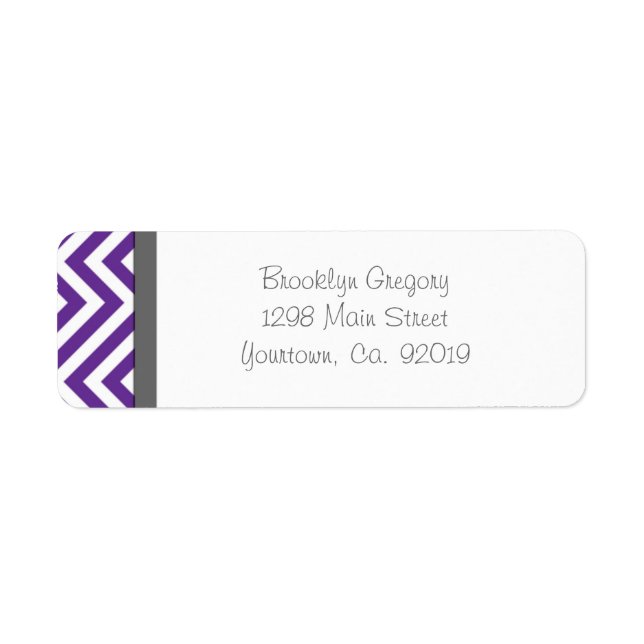 Purple Chevron Stripe Return Address Label (Front)