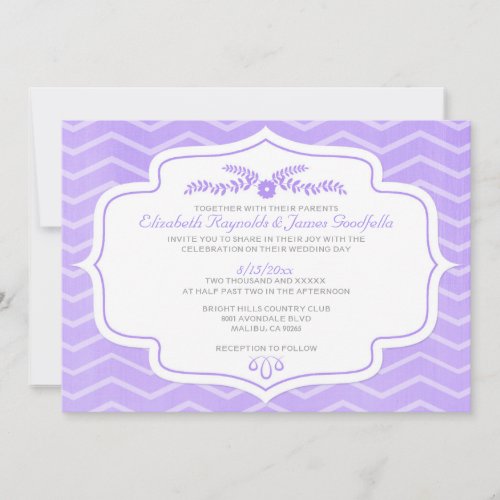 Purple Chevron Wedding Invitations