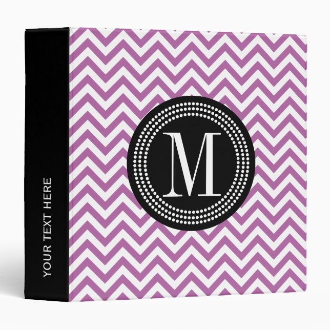 Purple Chevron Zizgag Personalized Monogram Binder (Front/Spine)
