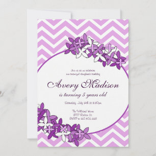 Purple ChevronModern with flower floral invitation