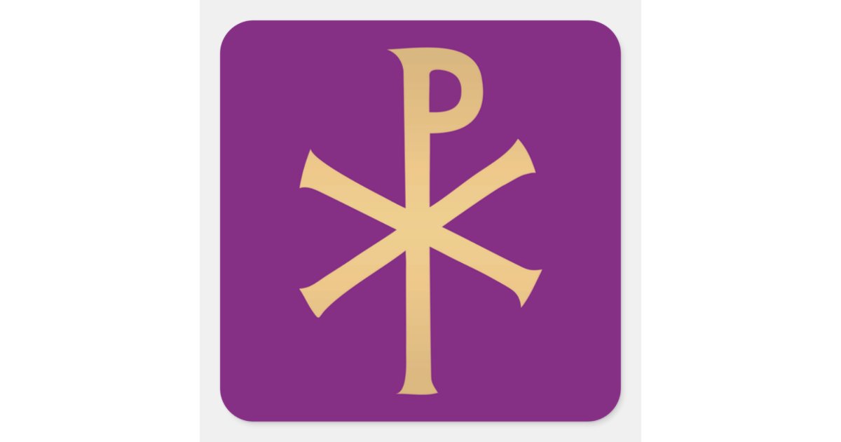 Che Rho Design Violet Purple Chi Rho Square Sticker | Zazzle