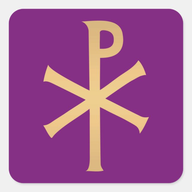 Purple Chi Rho Square Sticker (Front)