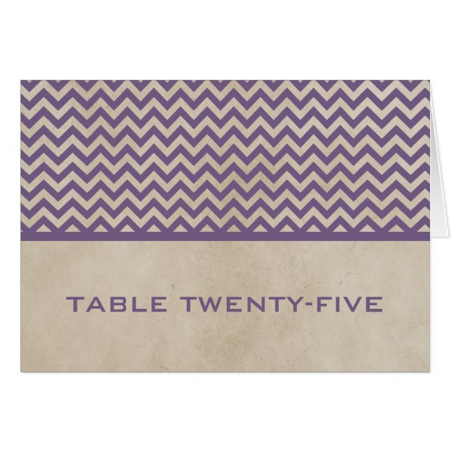 Purple Chic Chevron Table Number Card (Front Horizontal)