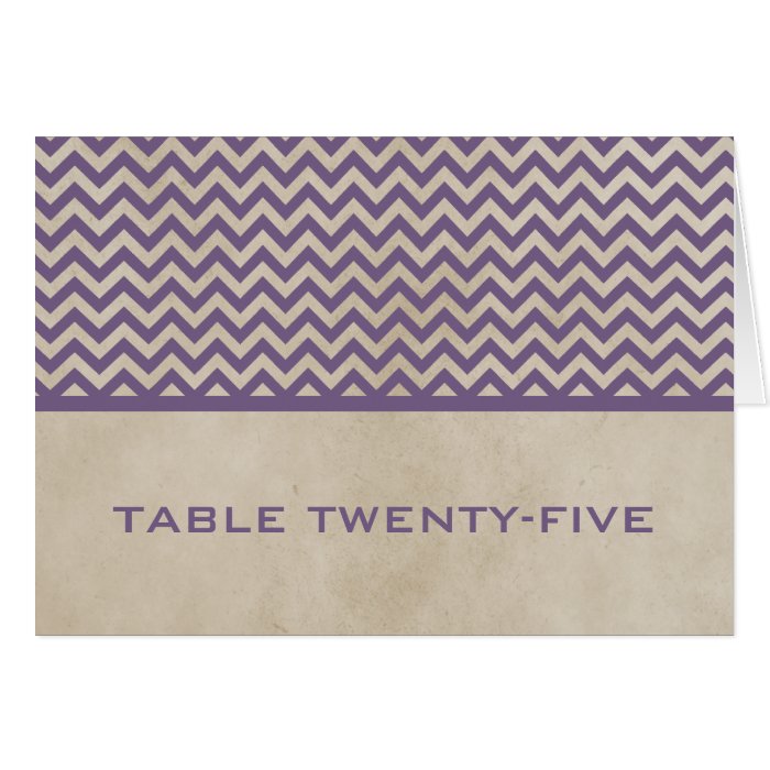 Purple Chic Chevron Table Number Card