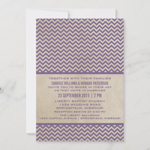 Purple Chic Chevron Wedding Invite