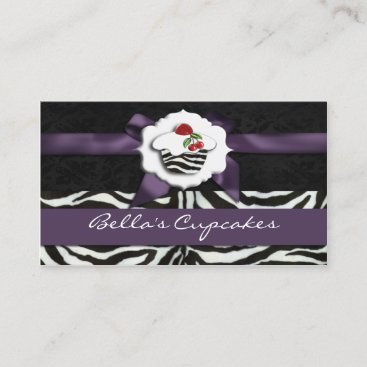 purple chic cupcake business Cards