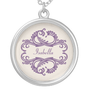 Purple Chic Damask Necklace