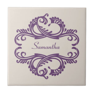 Purple Chic Damask Tile