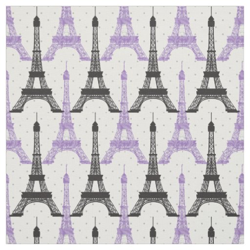Purple Chic Eiffel Tower Pattern Fabric