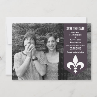 Purple Chic Flourish Banner Save the Date Invite