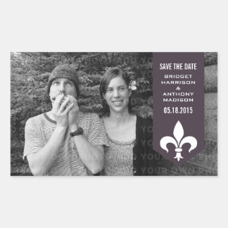 Purple Chic Flourish Banner Save the Date Stickers
