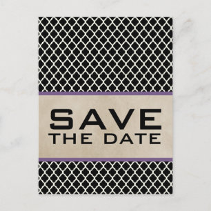 Purple Chic Quatrefoil Save the Date Postcard