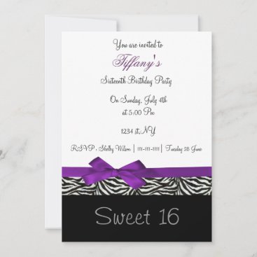 purple chic Sweet Sixteen party Invitation