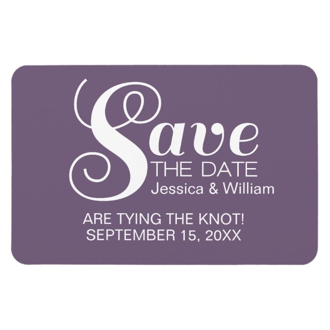 Purple Chic Typography Save the Date Magnet (Horizontal)
