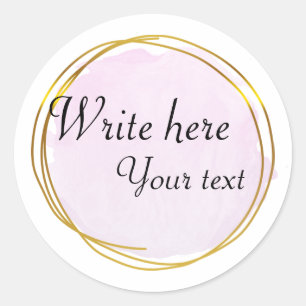 Purple Chic Watercolour Circle Gold Elegant Cla Classic Round Sticker