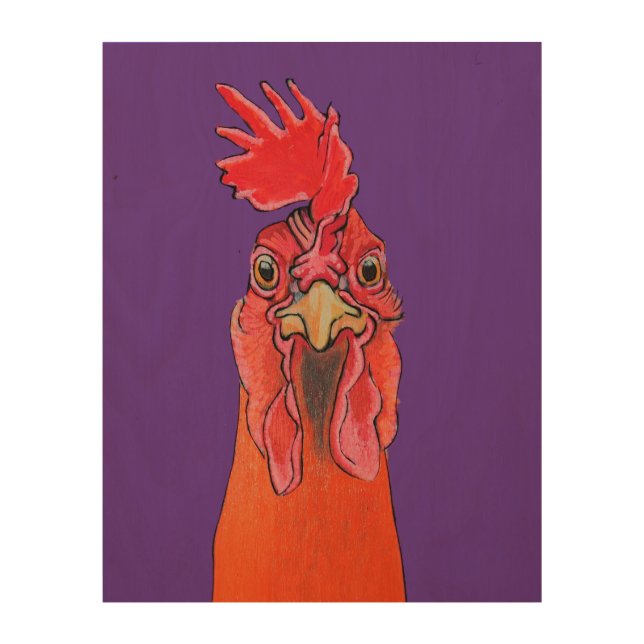 Purple Chicken Wood Wall Decor (Front)
