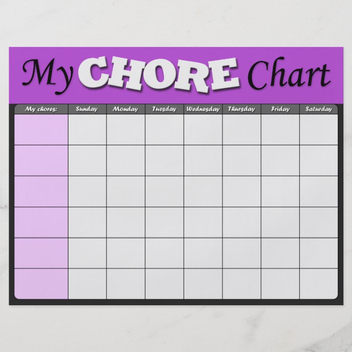 Purple Children's Chore Charts Flyer Design