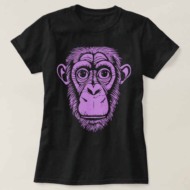 Purple Chimpanzee Ape Not Monkey  Cute Chimp T-Shirt (Design Front)