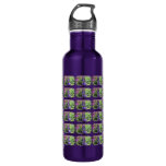 Purple Chinese Crested Dog in Pink Flowers Stainless Steel Water Bottle