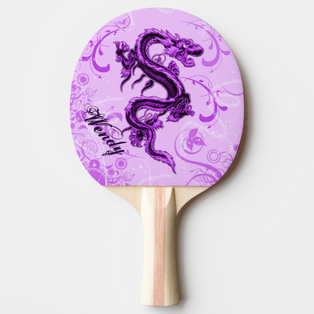 Purple Chinese Dragon Custom Ping Pong Paddle (Front)