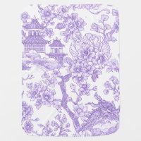 Purple Chinoiserie Toile Dragon Cherry Blossom