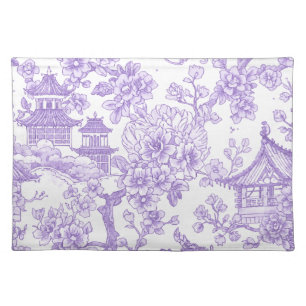 Purple Chinoiserie Toile Dragon Cherry Blossom Cloth Placemat