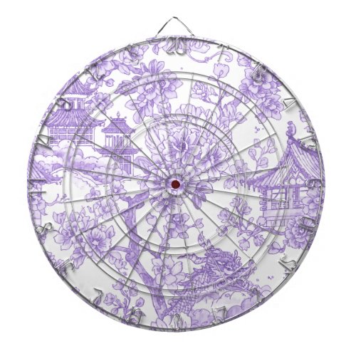 Purple Chinoiserie Toile Dragon Cherry Blossom Dart Board