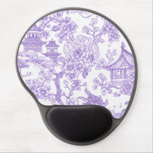 Purple Chinoiserie Toile Dragon Cherry Blossom Gel Mouse Pad