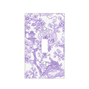 Purple Chinoiserie Toile Dragon Cherry Blossom Light Switch Cover