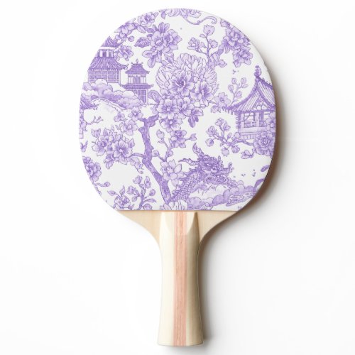 Purple Chinoiserie Toile Dragon Cherry Blossom Ping Pong Paddle