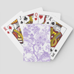 Purple Chinoiserie Toile Dragon Cherry Blossom Poker Cards