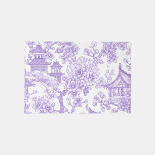 Purple Chinoiserie Toile Dragon Cherry Blossom Rug