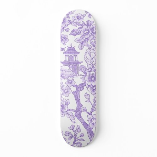 Purple Chinoiserie Toile Dragon Cherry Blossom Skateboard