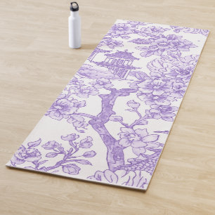 Purple Chinoiserie Toile Dragon Cherry Blossom Yoga Mat