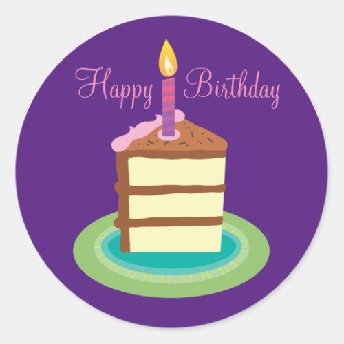 Purple Chocolate Cake Birthday Sticker