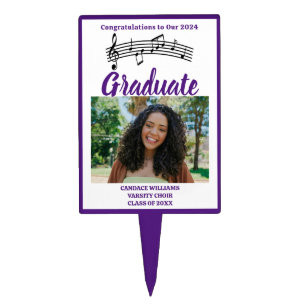 Purple Choir Photo High School Graduation Party Cake Topper