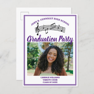 Purple Choir Photo High School Graduation Party Invitation Postcard
